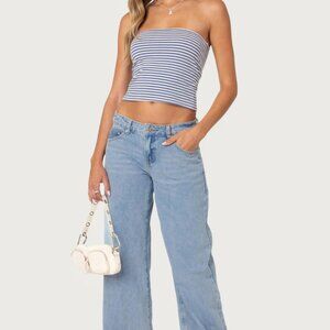 EDIKTED LIGHT WASH LOW RISE BAGGY JEANS